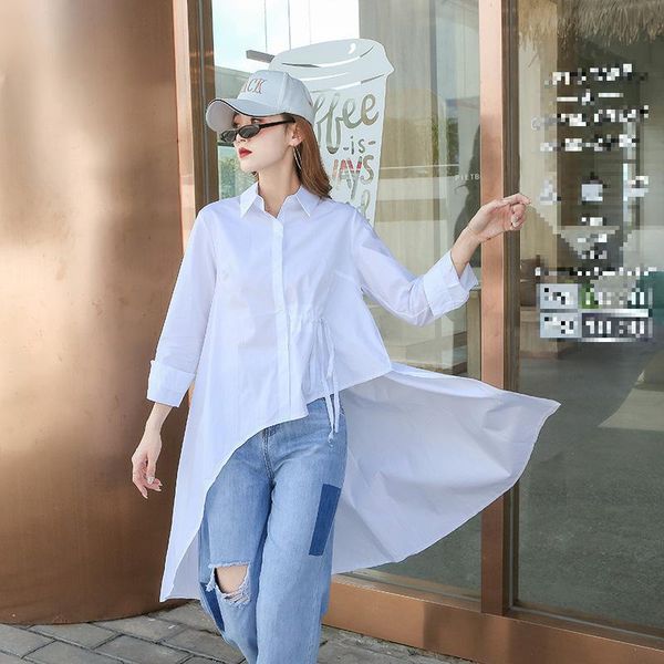 

women's blouses & shirts z-zoux women blouse long sleeve white shirt irregular asymmetry autumn spring 2021