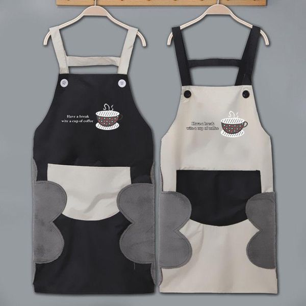 

aprons washable apron women's fashion kitchen household waterproof and oil proof cooking dirt resistant baking bib