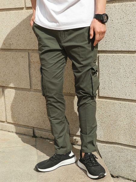 

men flap pocket cargo pants r8tx#, Black