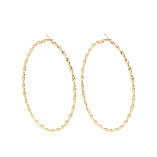 

yamog large metal thread circle earrings hoop women round twist iron ear drop for lady punk personality party dress wearing jewelry accessor, Golden;silver