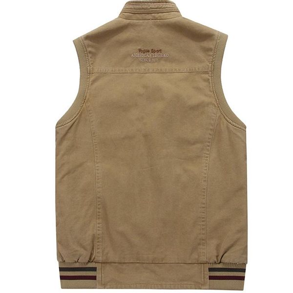 

men's vests m-9xl big size men vest multi-pockets both side wear waistcoat stand collar cotton cargo military casual colete, Black;white