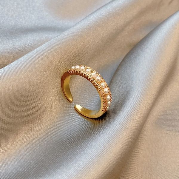 

oGN small round light luxury pearl pearl personality band rings cool wind simple small plain ring, Silver