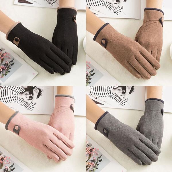

five fingers gloves women winter thermalwomen' solid color suede warm driving ski 9.5, Blue;gray