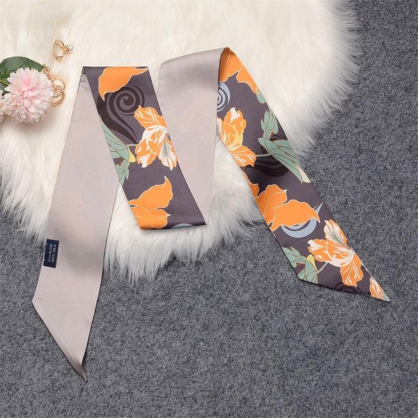 

scarves natural mulberry silk scarf women bandana 100% hair band design shirt tie accessories for bag girl neck shawl, Blue;gray