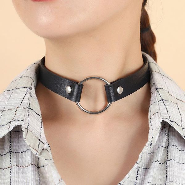 Chokers 2021 Fashion Pu кожаный кружок Колье кожея кожело