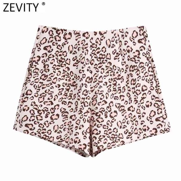 

women fashion leopard print business shorts ladies streetwear chic back zipper casual slim pantalone cortos p988 210420, White;black