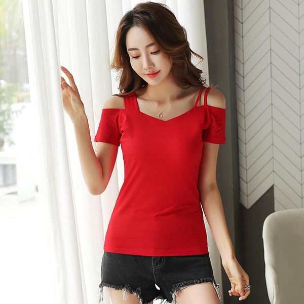 

cotton t shirt women 2021 off shoulder white t-shirt femme plus size tshirts woman clothing mujer camisetas women's