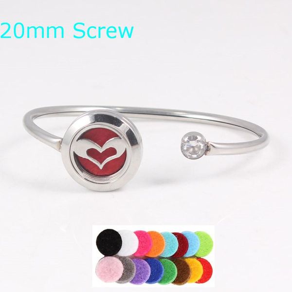 

bangle love heart design 20mm stainless steel perfume locket bangles essential oil diffuser bracelet for women, Black