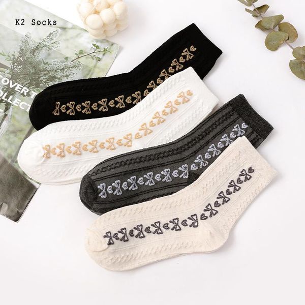 

socks & hosiery kawaii jk bow loose bubble sockingss cotton japanese lolita harajuku white female cute soft fashion happy girls women sock, Black;white