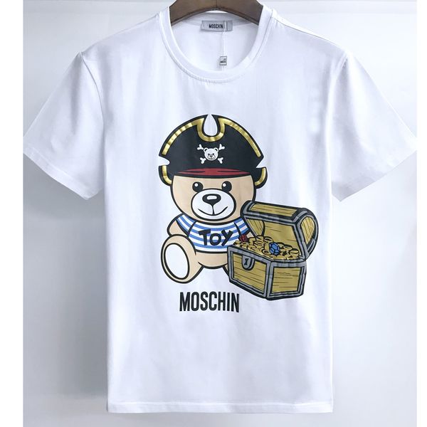 

2021 fashion summer men's t-shirt with doll print pattern short-sleeved cotton wholesale black and white two-color m-3xl, White;black