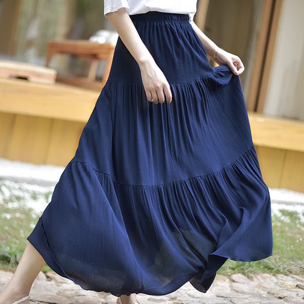 

skirts bohemian women stretch high waist solid long cotton s boho maxi saia a faldas 829x, Black