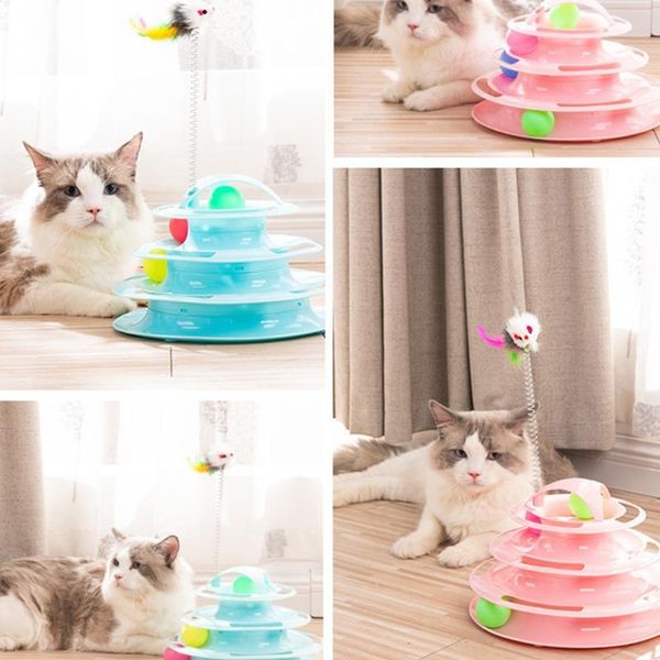 

toy cat tracks 4 towers circle track roller moving balls interactive play kitten fun mental physical exercise puzzle toys