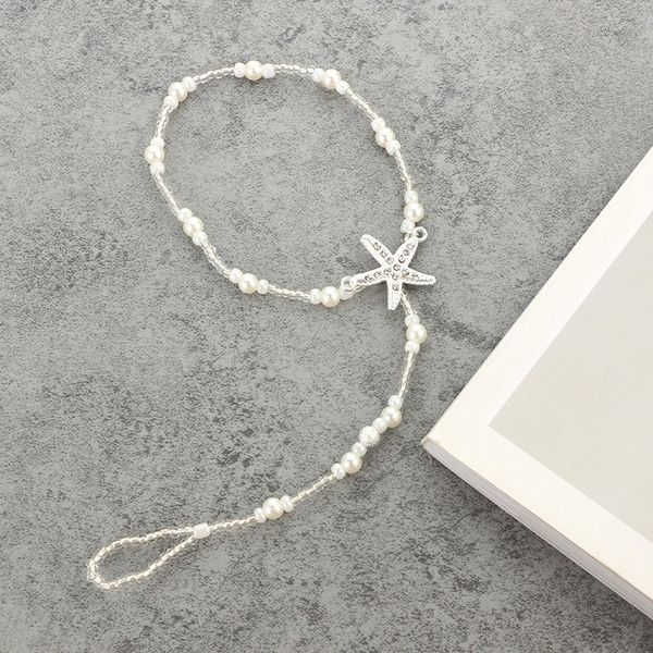 

2019 starfish anklets beach fashion white sea star barefoot sandals beaded chain ankle bridal foot jewelry, Red;blue