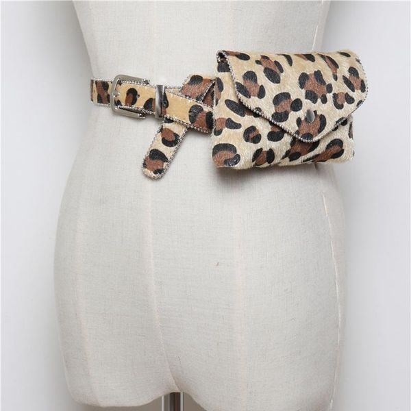 

waist bags women bag female fanny pack beads belt messenger purse fashionable retro leopard print mobile chest a226