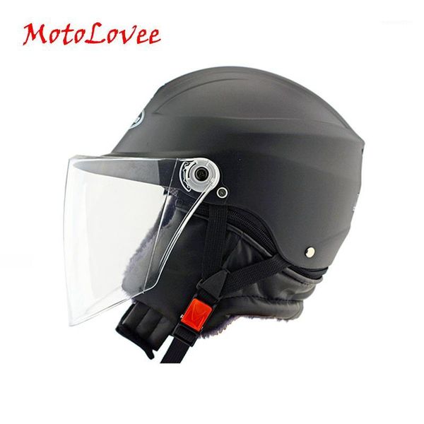 

motolovee motorcycle keep warm helmet winter motorbike solid color motocross open face retro vintage1