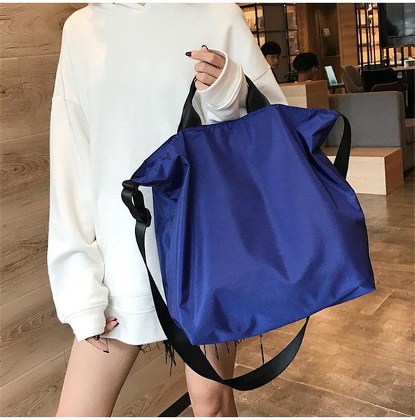 

shopping bags 2021 fashion nylon handbags women men reusable bag colour black blue large tote