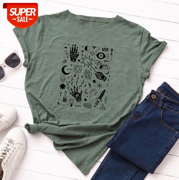 

women's loose round neck short-sleeved cotton t-shirt t85 #zs3v, White