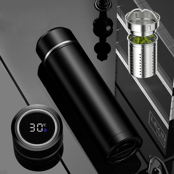 

water bottles smart insulation cup bottle led digital temperature display stainless steel thermal mugs intelligent cups 500ml