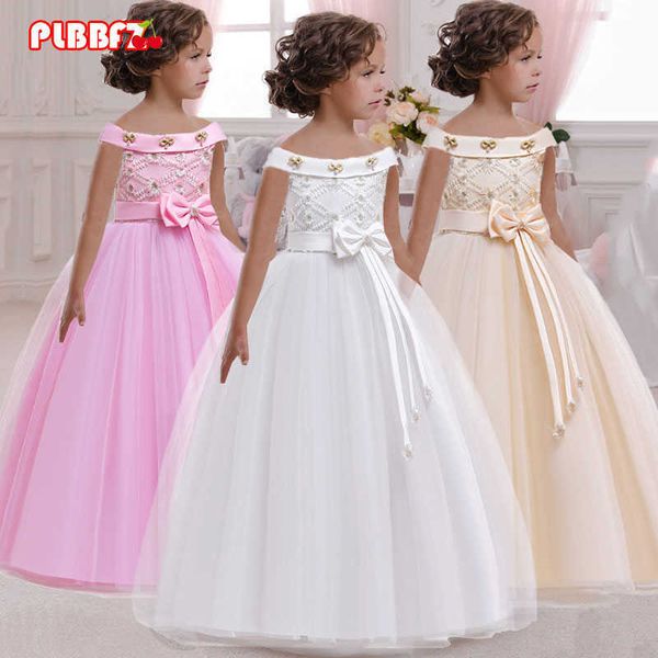 PLBBFZ Longa Flor Menina Vestido De Natal Crianças Roupas Festa de Casamento Primeira Comunhão Princesa Pageant Vestidos de Bola Vestido Comunion Q0716