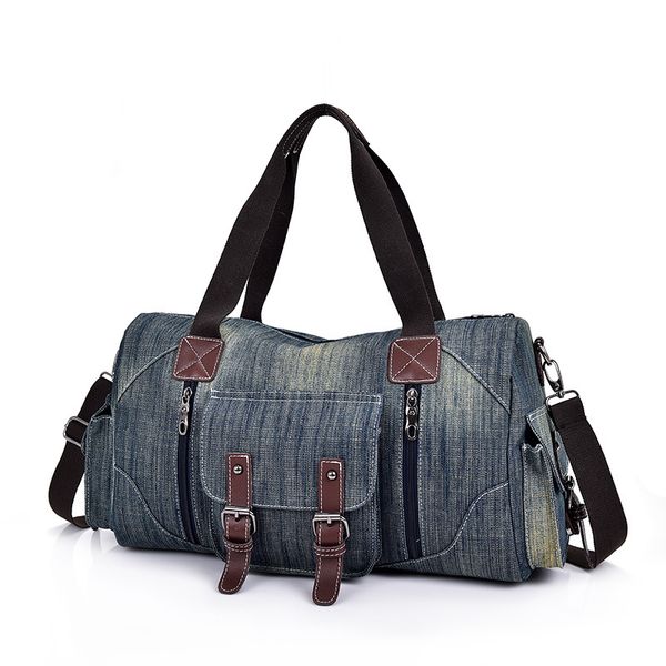 

hbp large capacity handbag shopping bags hand bag denim canvas quality patchwork color zipper wide shoulder strap