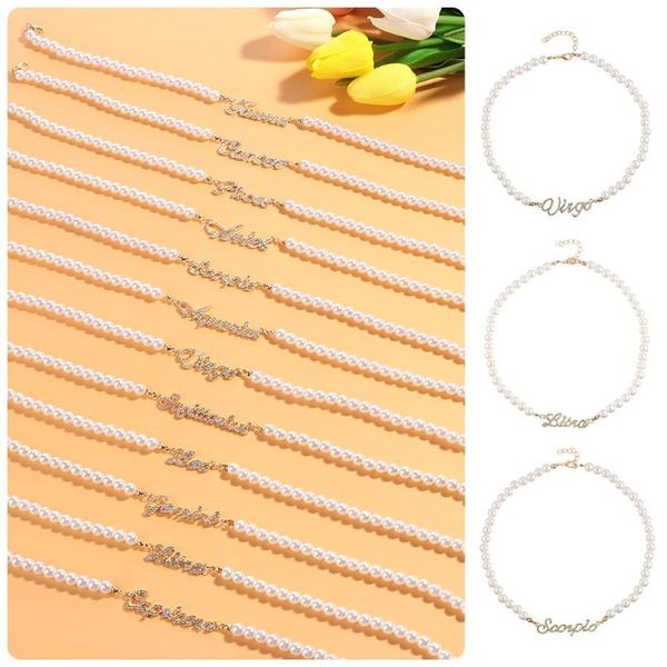 

chokers gift jewelry accessories clavicle chain simple pearl constellation necklace fashion, Golden;silver