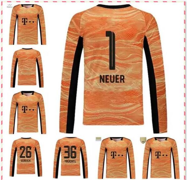 

long sleeve 2021 2022 men kit soccer jerseys 1 neuer 26 ulreich kits goalkeeper 21 22 football shirt, Black;yellow