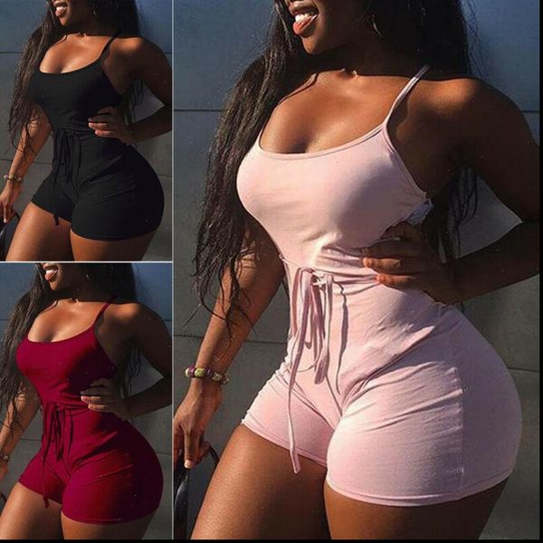

womens jumpsuit women short sling high waist beach playsuit party club summer soild sleeveless bangdage backless, Black;white