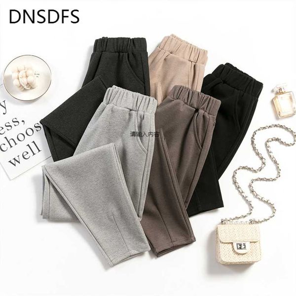 

fashion woolen casual ankle pant trousers autumn winter harem pencil -pants female thickening straight pants 211112, Black;white