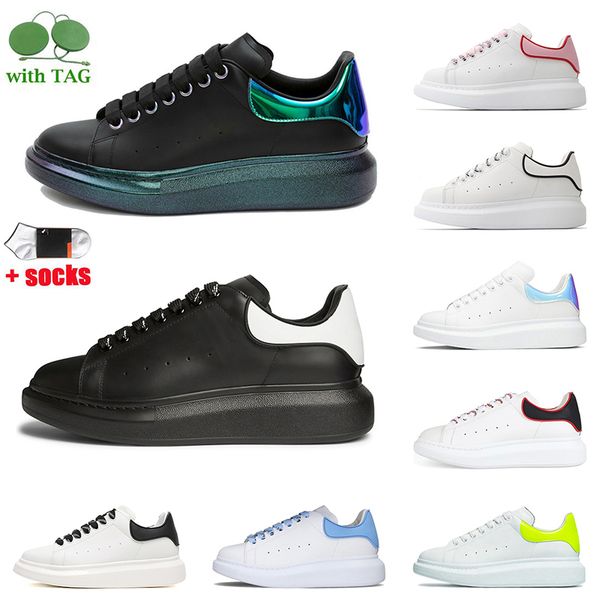 

wholesale new arrival fashion mc running shoes pearlscent womens men trainers black pearlscent white reflective velvet suede clear lace-up