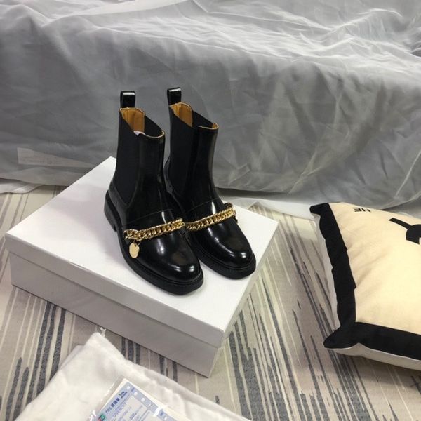 

fashion women designer boots martin desert boot flamingos real leather coarse non-slip winter shoes ace boots, Black