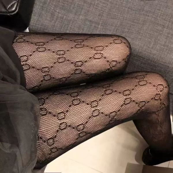 

luxury letter pantyhose classic mesh silk stockings women dance tights nightclub pantyhose, Black