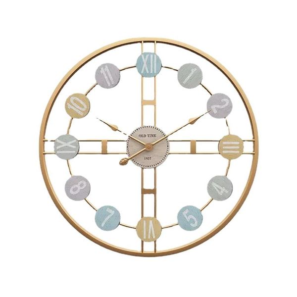 

wall clocks 3d retro clock metal roman numeral diy decor luxury for home livingroom bar cafe silent round watch