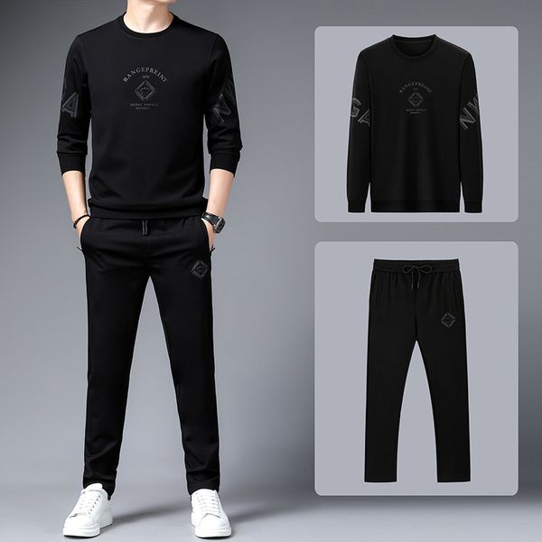 

men's t shirts sweater 2021 spring and autumn middle-aged leisure sports long sleeve t-shirt wear with two-piece set, White;black