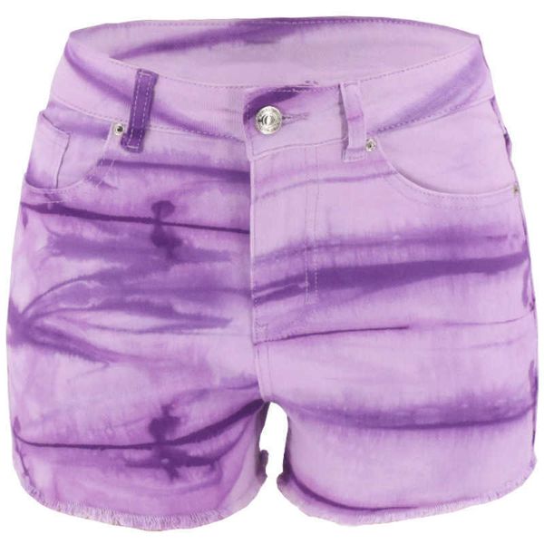 

jeans 2021 women's shorts light purple dyed medium waist, Blue