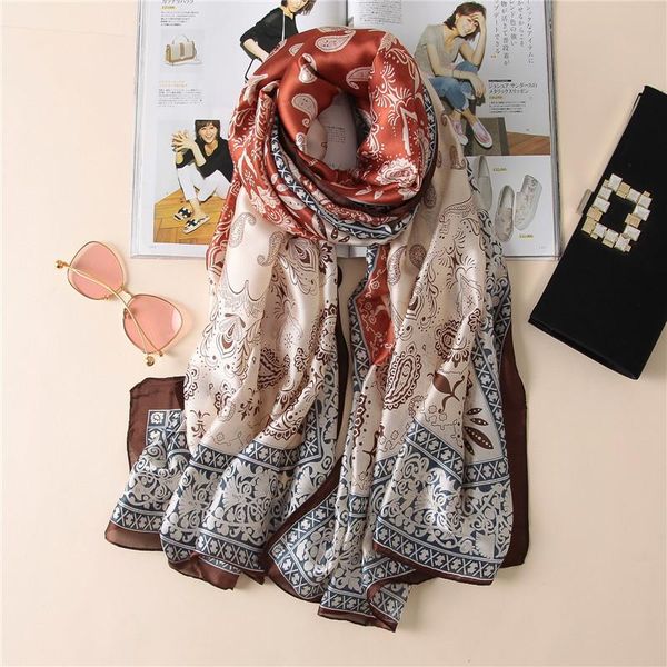 

scarves accessories gifts summer air conditioning shawl scarf print silk for lady's tourist taking pos dress, Blue;gray