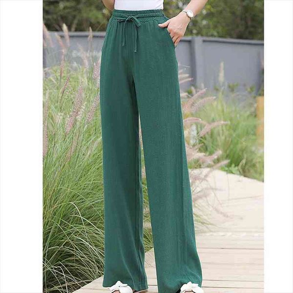 

summer oversized wide leg womens pant celmia vintage linen palazzo fashion long trousers casual elastic waist solid pantalon 2xl, Black;white