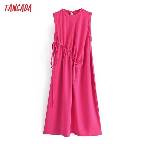 

tangada fashion pleated pink tank dresses for women female oversized casual midi dress 3w102 210609, Black;gray