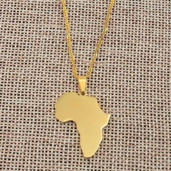 

pendant necklaces fashion simple gold african map penddant geometric dangle drop necklace women accessories men jewelry collar, Silver