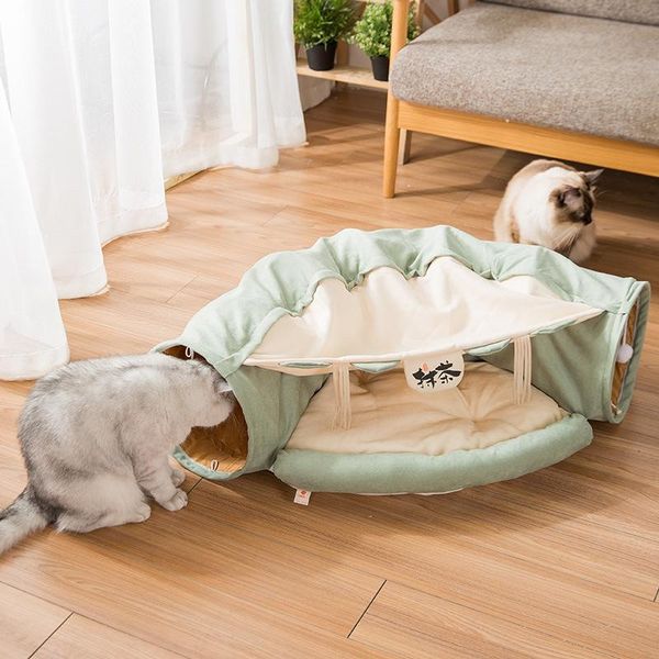 

cat beds & furniture rushed bed tunnel collapsible removeable tube pet interactive play toys with plush balls for supplies puppy
