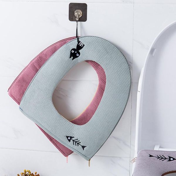

zipper toilet seat cover warm soft cartoon mats bathroom accessories 1pc covers