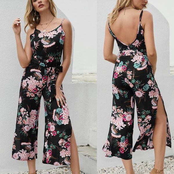 

women's camisole printed shorts holiday casual suit jumpsuits & rompers, Black;white