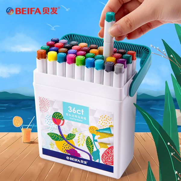 

painting pens beifa double head student art drawing pen children's graffiti marker, Black;red