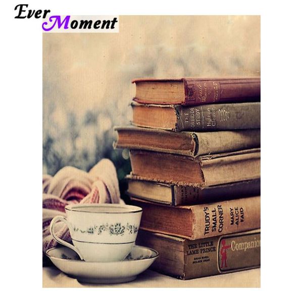 

diamond painting ever moment old books cup of tea embroidery relax reading time craft decoration for study room asf953