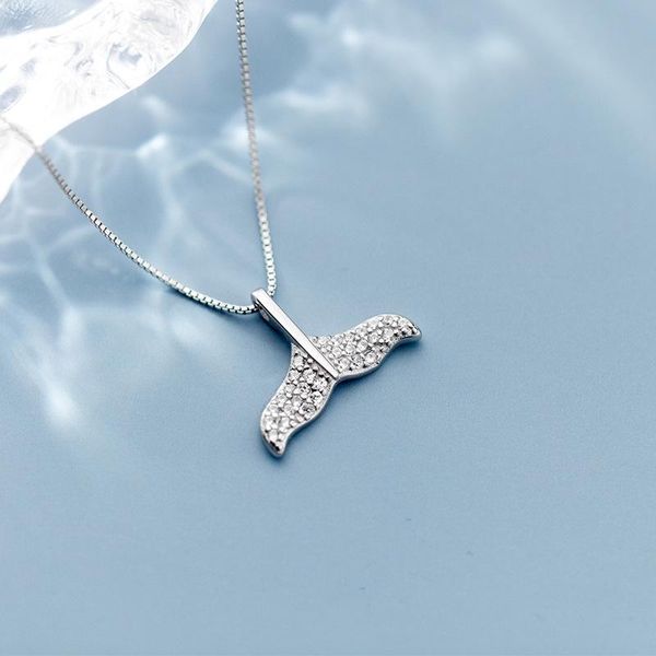 

pendant necklaces 925 sterling silver sweet cute mermaid fishtail necklace with cubic zirconia for women girls lady gift jewelry