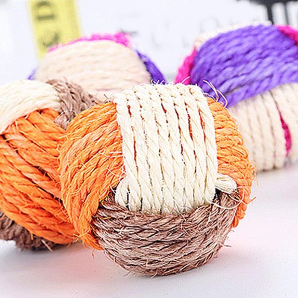 

cat toys 6pcs chewing scratch crinkle pet rolling ball rope sisal interactive playthings playing supplies gifts for kittens