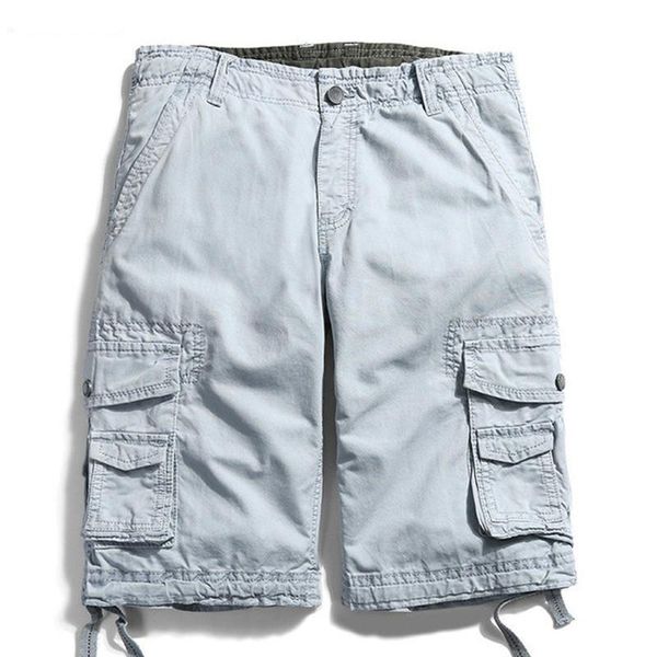 

brand men cargo shorts 10 colors summer mulit-pocket casual 2021 short pants trouser breathable washing cotton men's, White;black