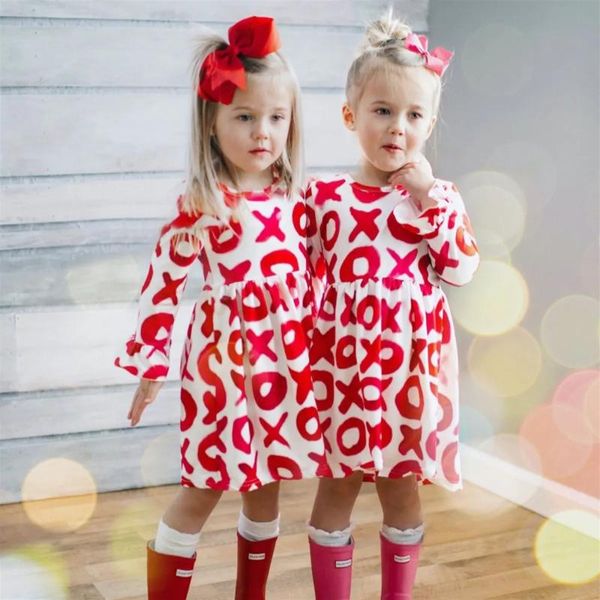 

girl's dresses 2021 girls valentines dress for kids spring summer clothes long sleeve letter print children's, Red;yellow