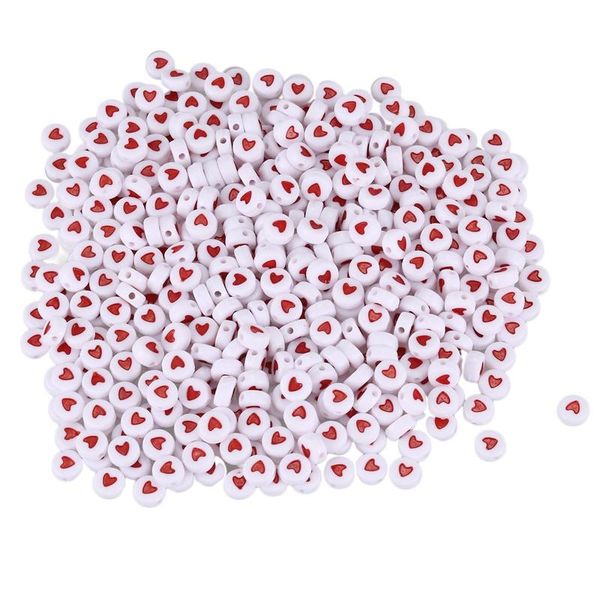 

other 500pcs white red love heart acrylic flat round beads 7mm(2/8 inch) dia.