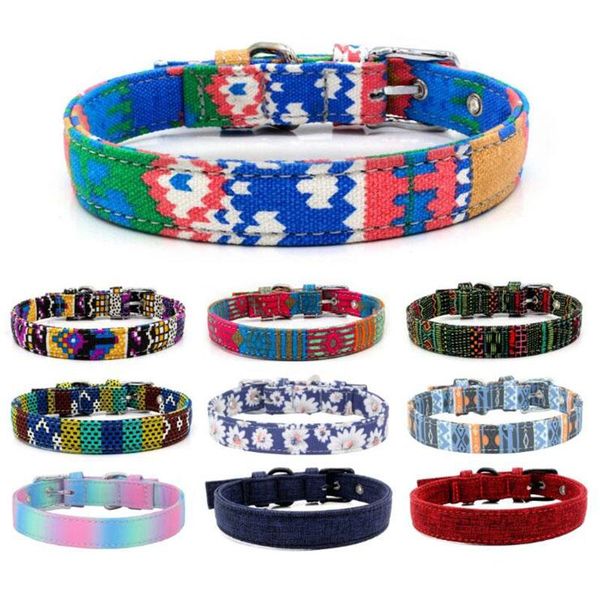 

dog collars & leashes ardemer canvas colorful printed bohemian collar comfortable adjustable pet puppy cat