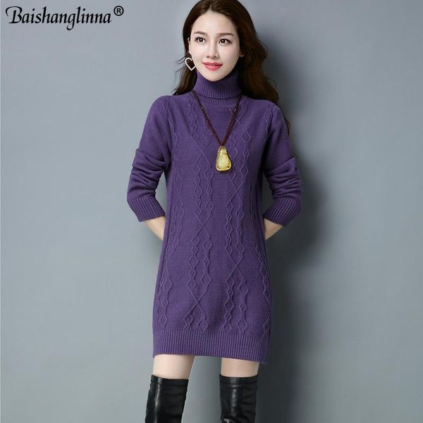 

women's sweaters baishanglinna casual turtleneck knitted long sweater dress women wool warm bodycon pullover female autumn winter, White;black